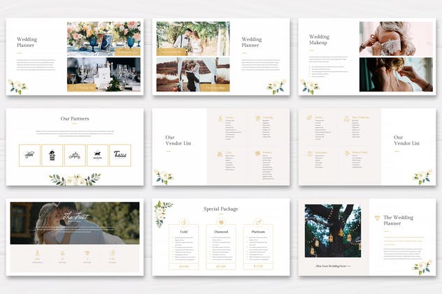 婚礼策划服务品牌Google Slides幻灯片模板 Luci – Wedding Planner Google Slides插图2