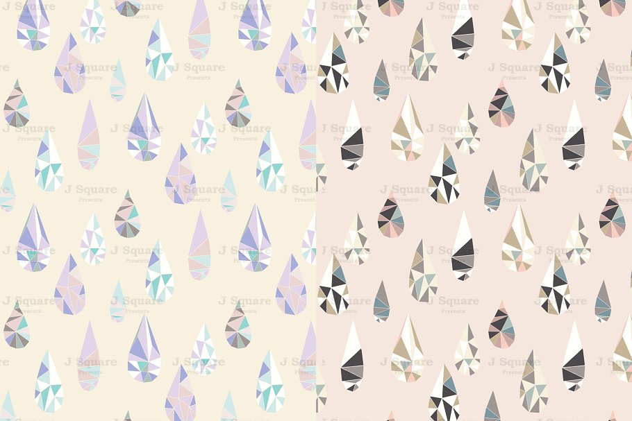 多边形雨滴矢量图形纹理 Vector Polygon Raindrop Patterns插图(1)