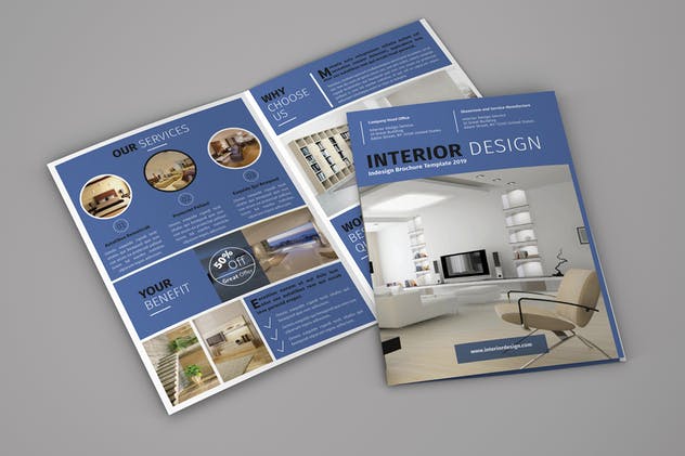 室内装修设计双折页尺寸画册INDD模板 Onyx – Interior Bifold Brochure Template插图(1)