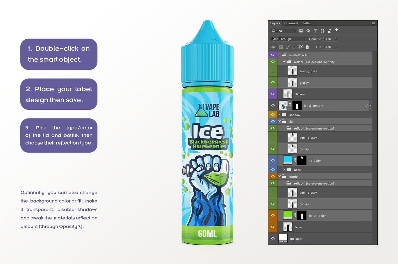 60ml装电子烟烟油瓶外观设计样机模板 eLiquid Bottle Mockup v. 60ml-A插图(6)