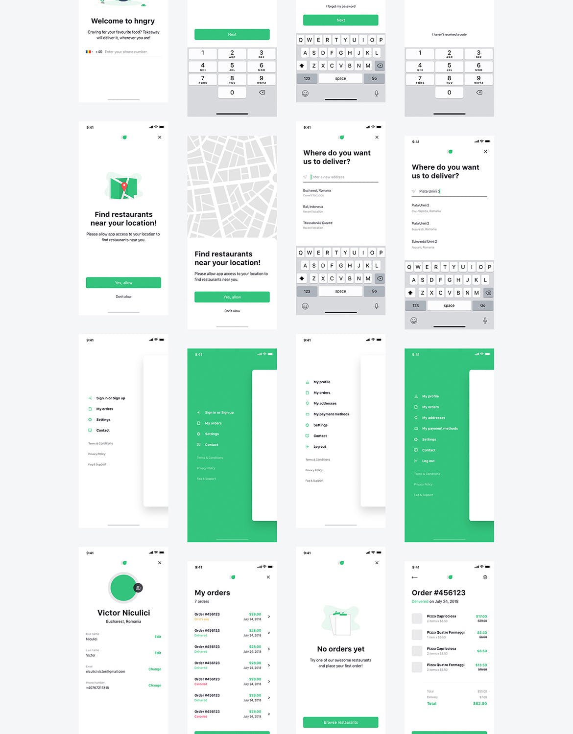 外卖送餐APP应用UI设计套件 Hngry UI Kit – Food Delivery UI Kit插图(4)