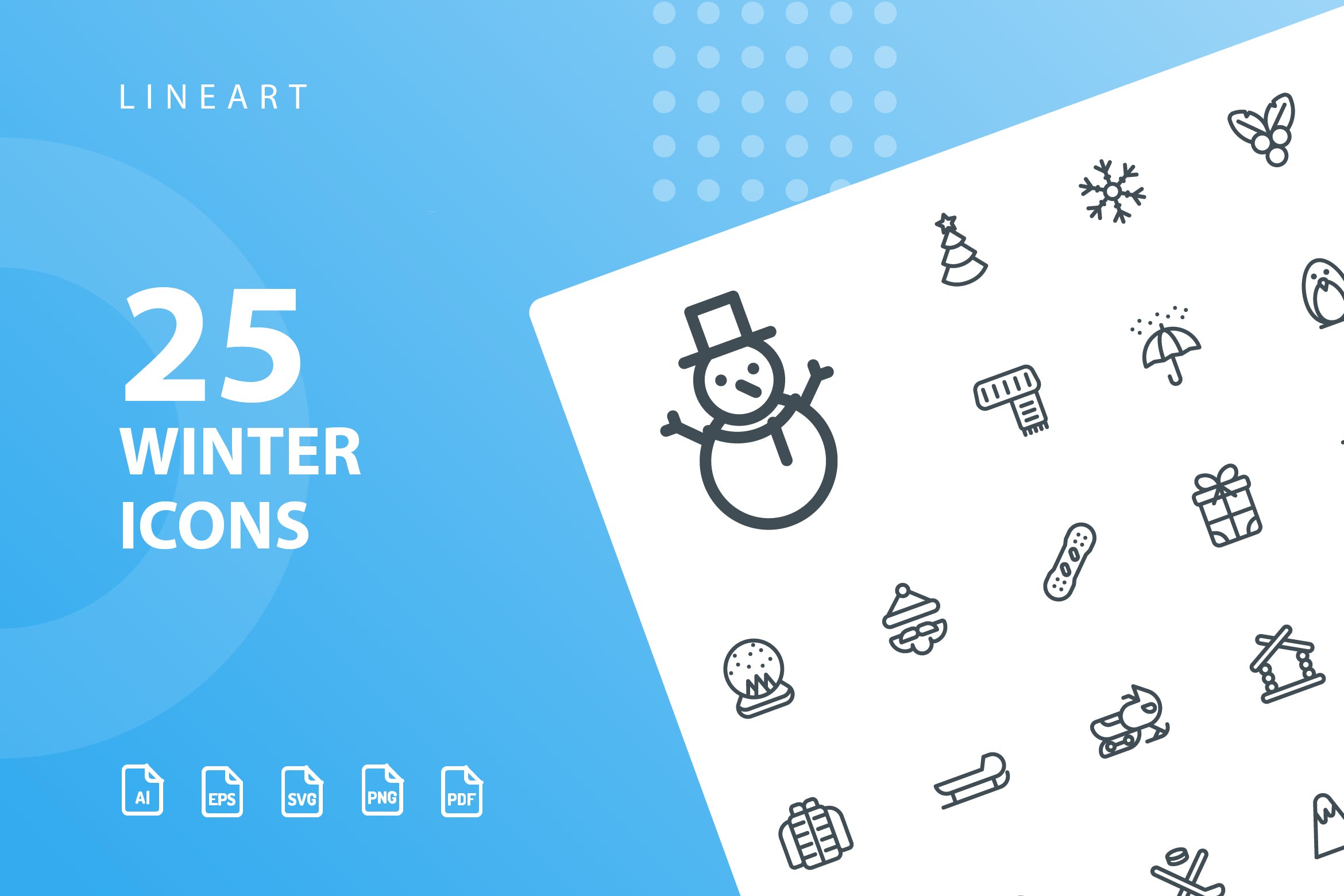 25枚冬天主题矢量线性图标v1 Winter Lineart Icons插图