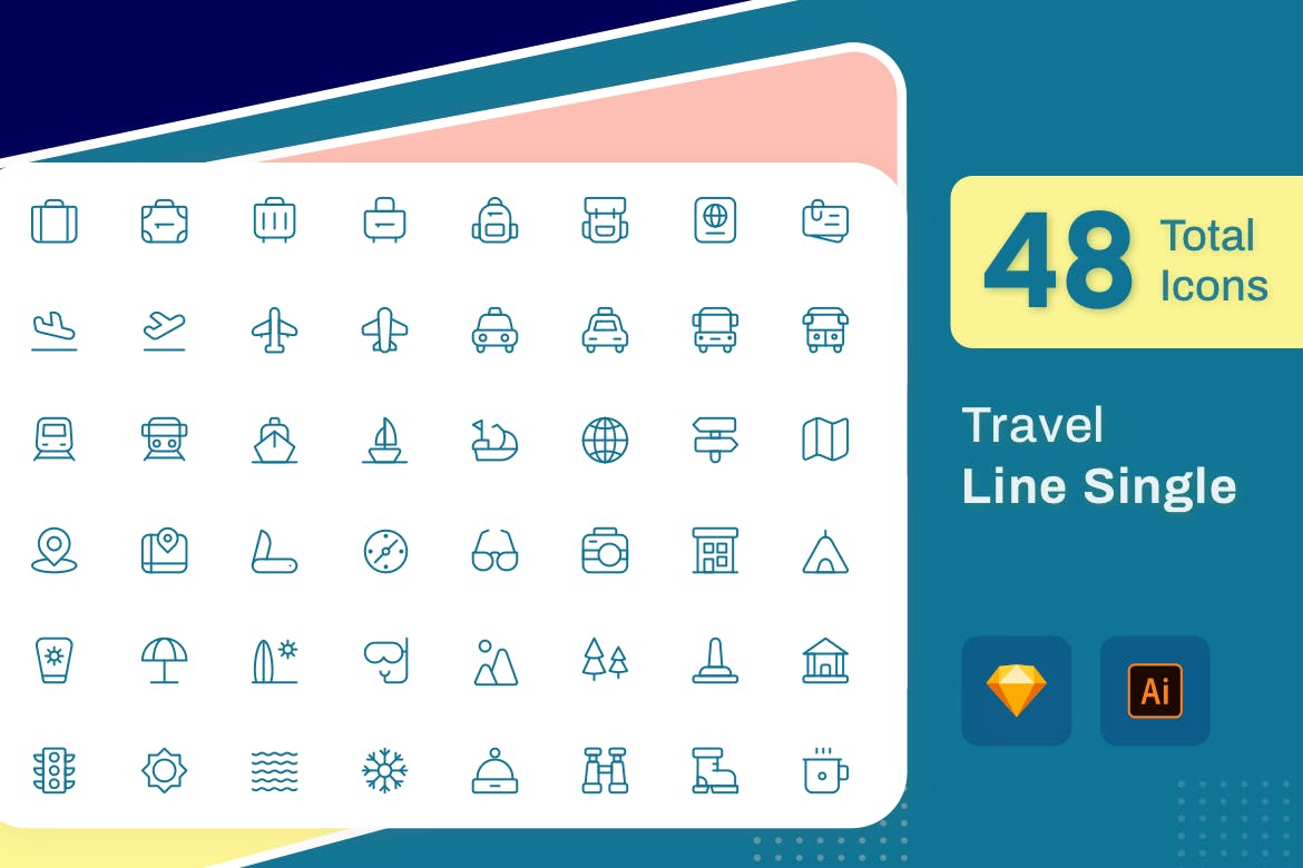 Line Senja图标系列：旅游主题矢量线性图标 Line Senja – Travel插图(1)
