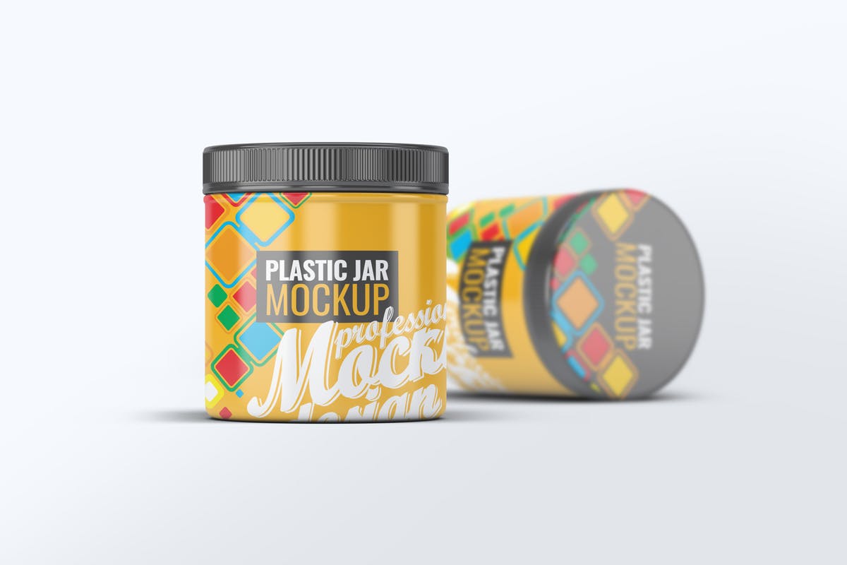 零食塑料瓶子样机模板 Plastic Jar Mock-Up插图