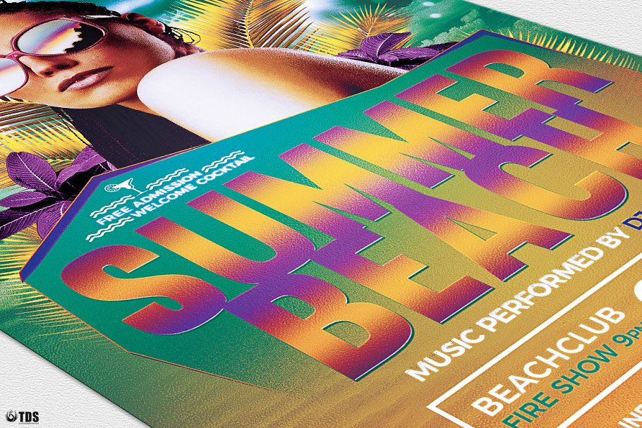 夏季海滩派对传单设计PSD模板 Summer Beach Flyer PSD V1插图(5)