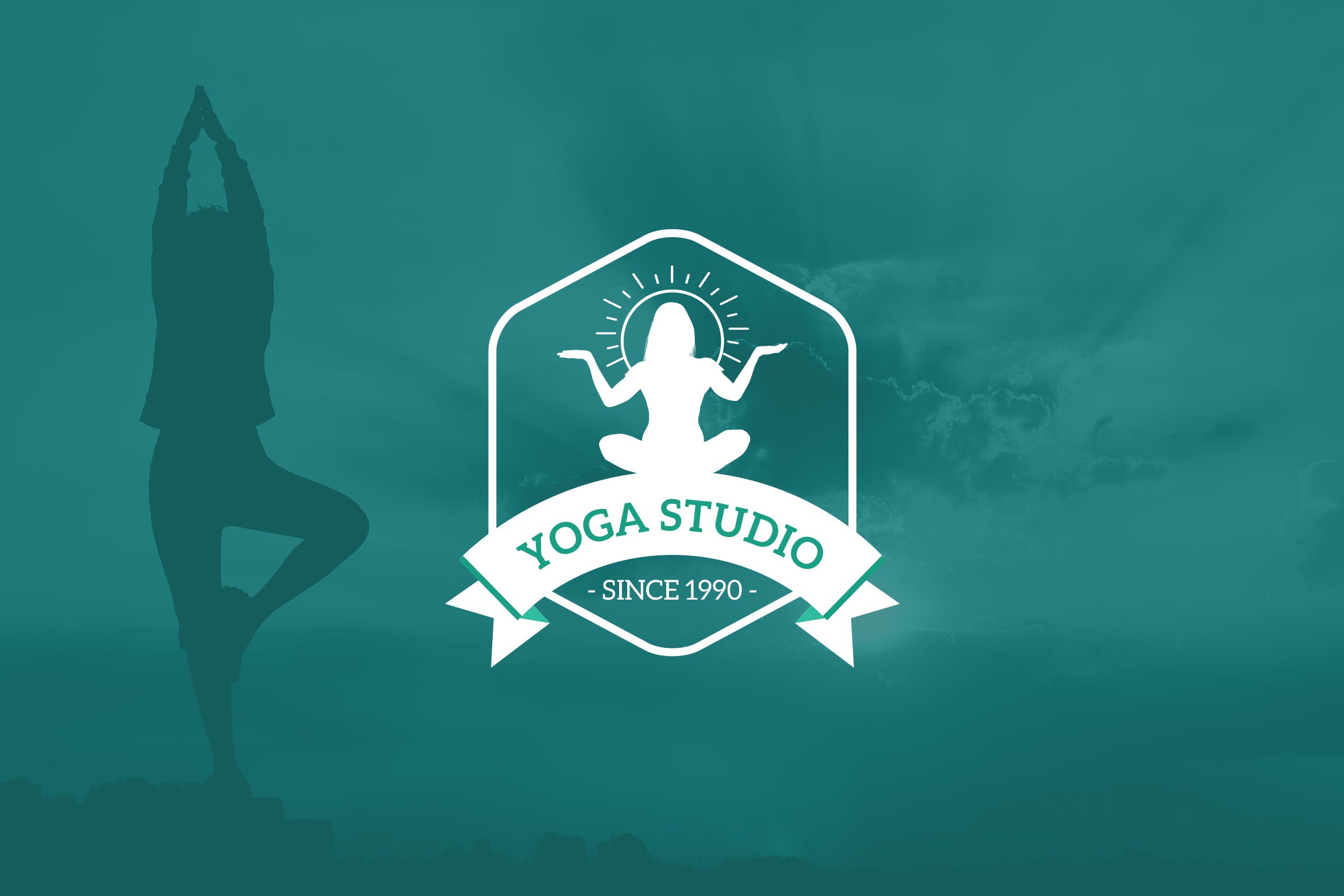 瑜伽培训机构Logo徽章设计模板 Yoga Studio Logo插图