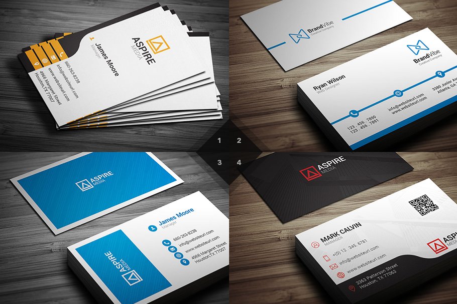 12款现代企业创意商务名片模板 12 Modern Business Cards – Bundle v2插图(2)