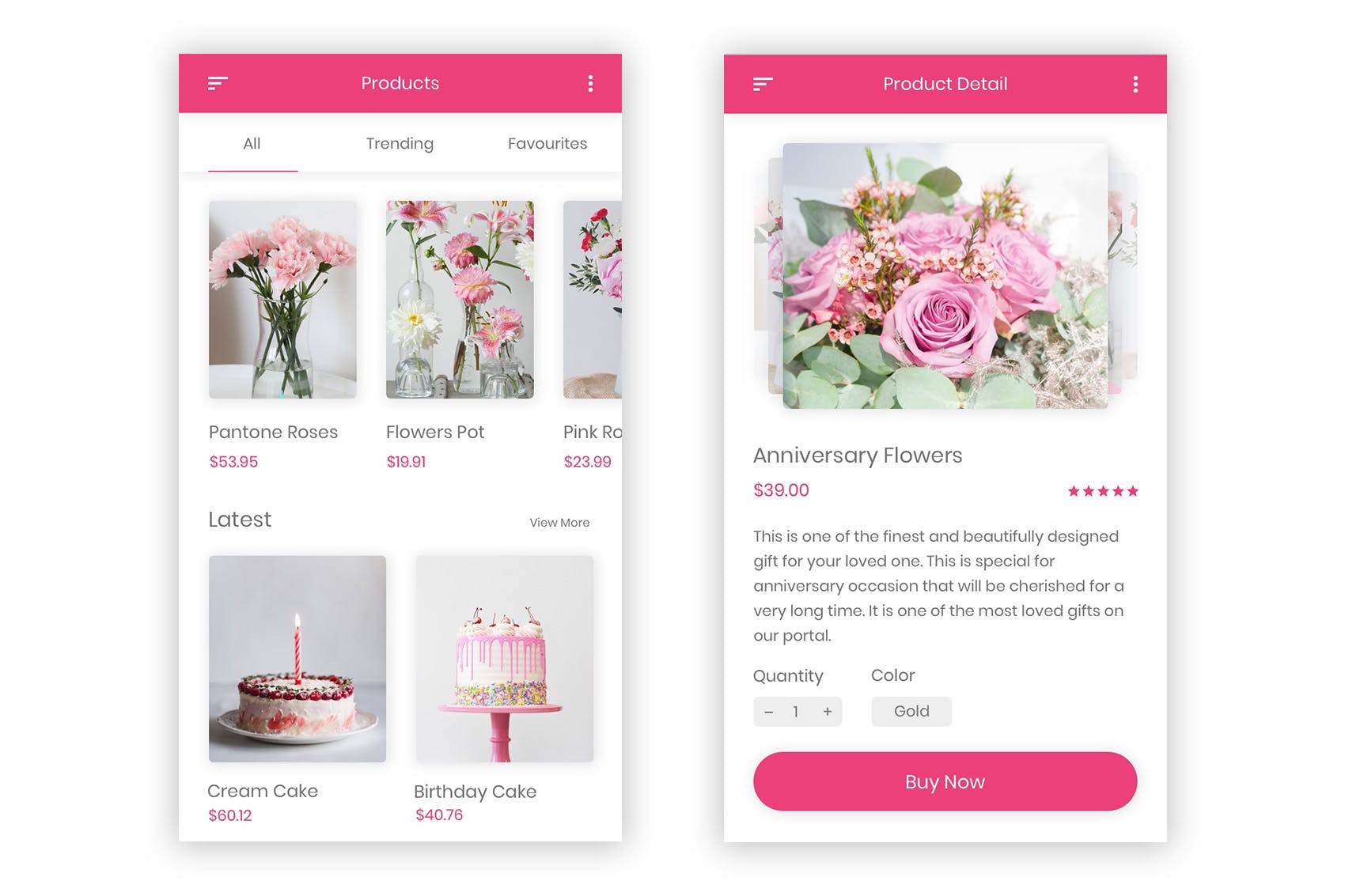 礼品&鲜花预订APP应用UI设计套件PSD模板 Khushi – Gifts & Flowers Shop UI Kit (Photoshop)插图(4)
