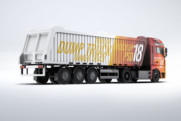 半挂车半挂卡车外观喷漆图案样机模板 Trucks Mock-Up插图(4)