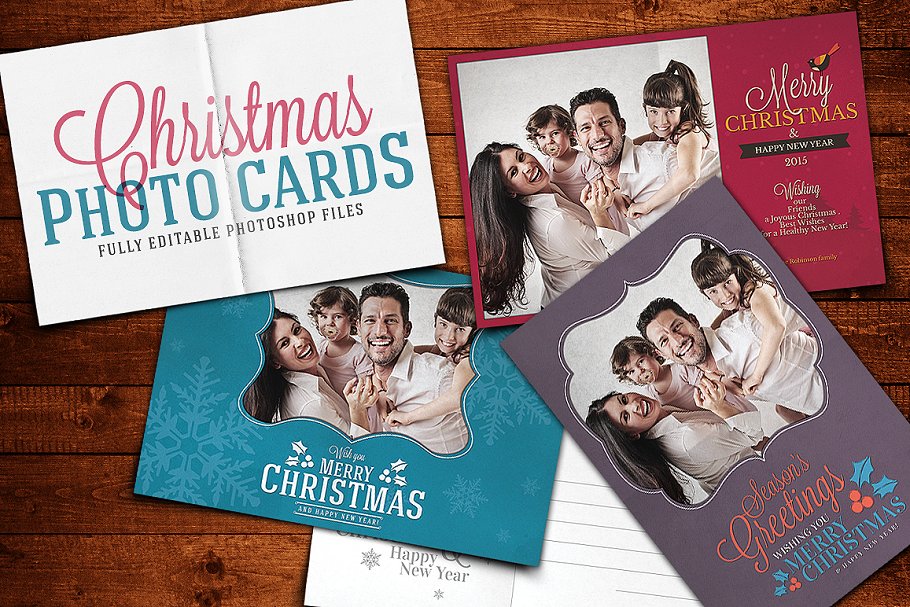 自制圣诞节日英语贺卡模板 Christmas Photo Cards插图