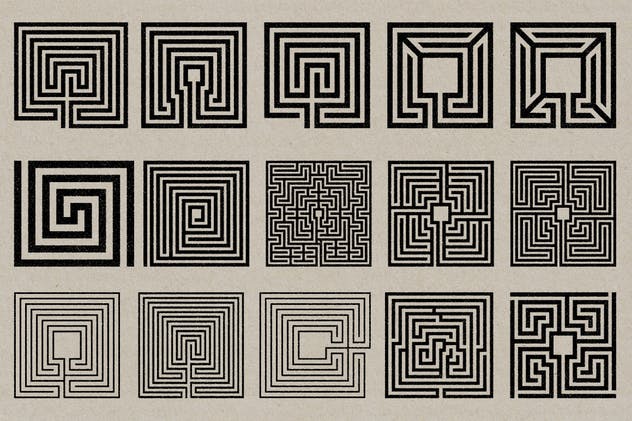 50款迷宫图形设计印章纹理合集 Labyrinth Stamps插图3