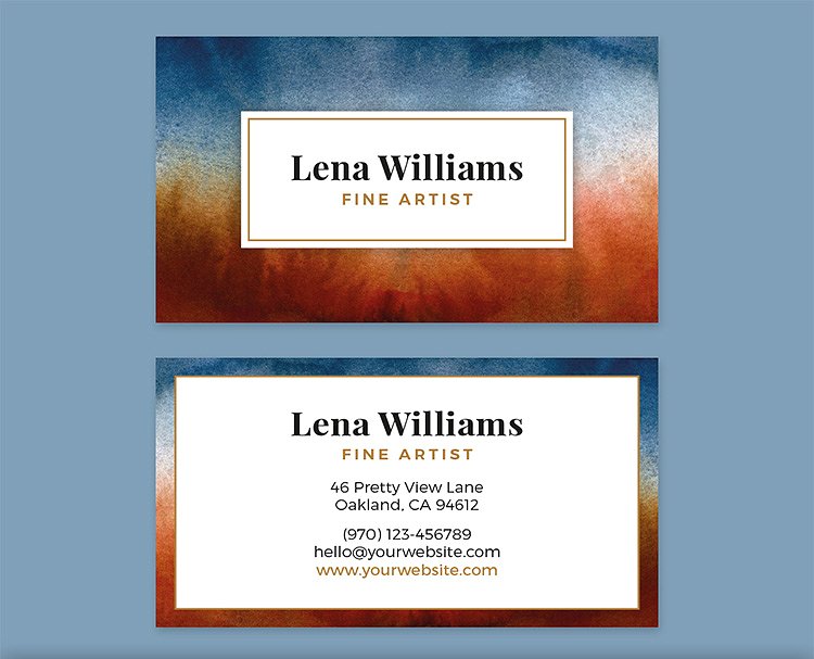 商务水彩艺术名片模板 Watercolor Business Card + Artwork插图