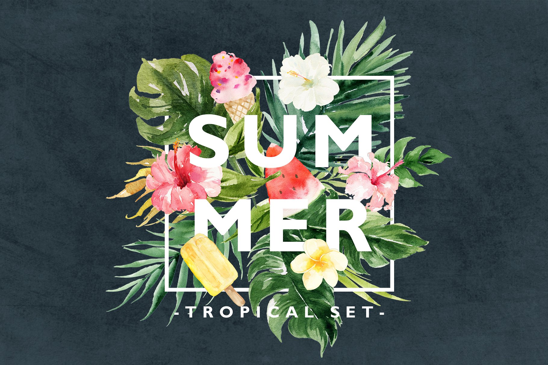 热带夏季手绘设计元素 Summer Design Set-Tropical插图5