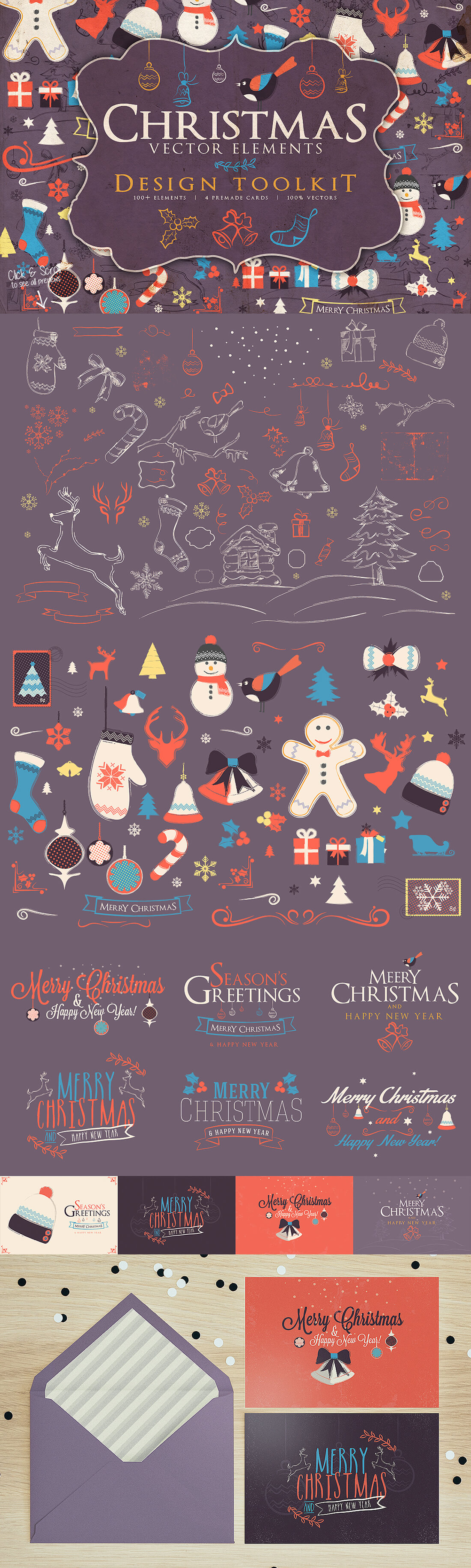 圣诞特典：400+圣诞主题设计素材包 Christmas Bundle 2016（2.35GB, AI, EPS, PSD 格式）插图(1)