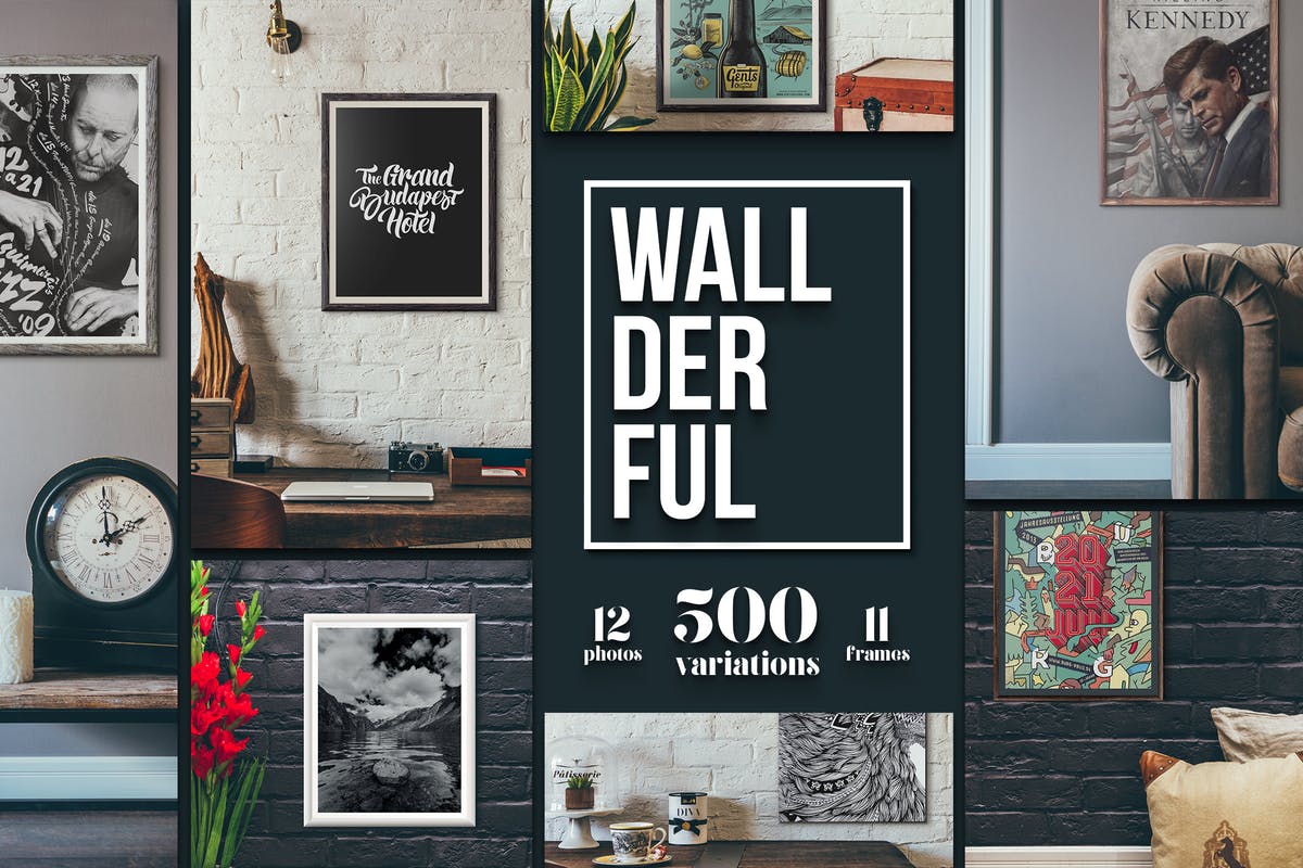 奢华室内画框相框样机模板 “Wallderful” – Frames Mockups插图