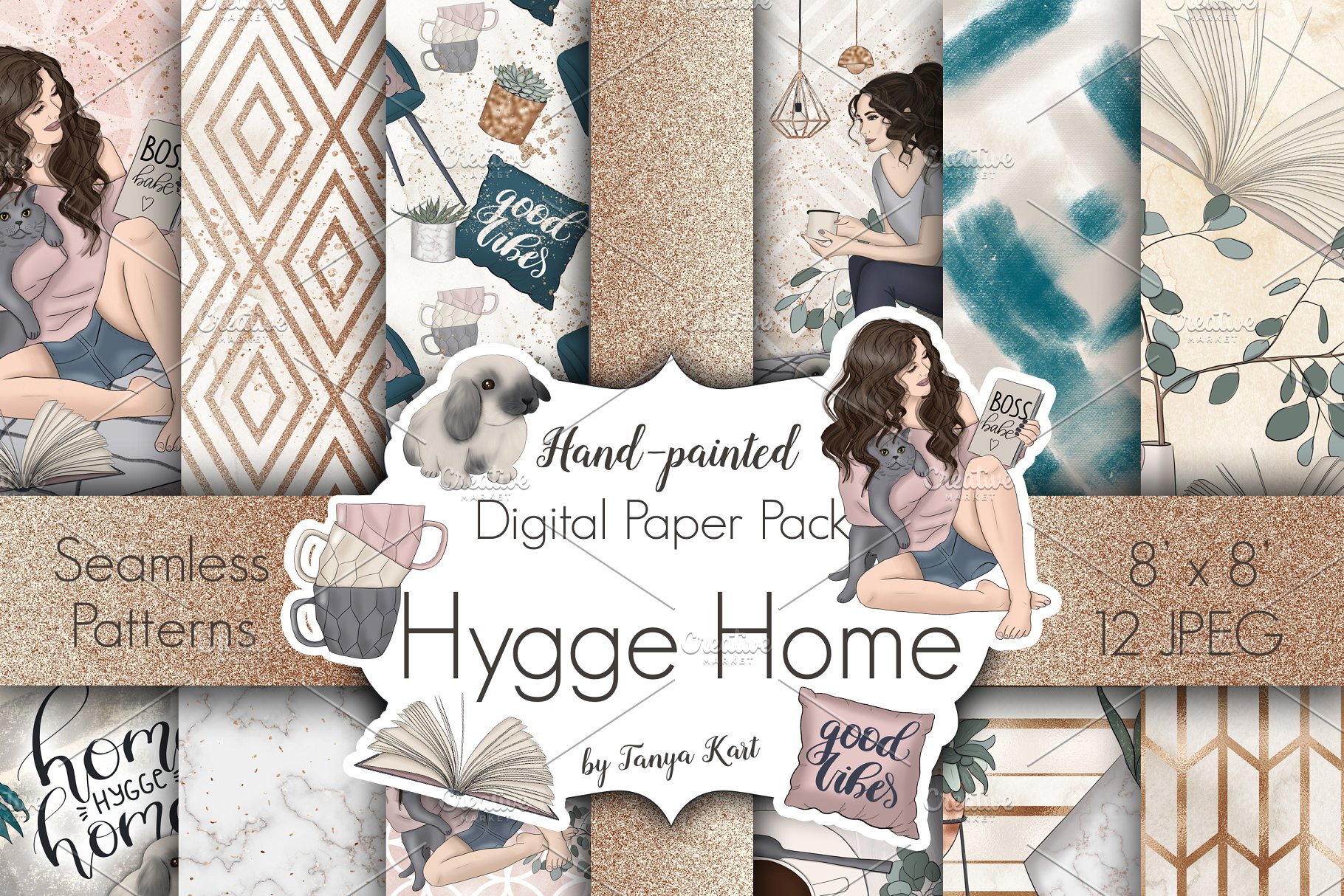 手绘居家元素插画元素 Home Hygge Home Hand Painted Design插图(1)