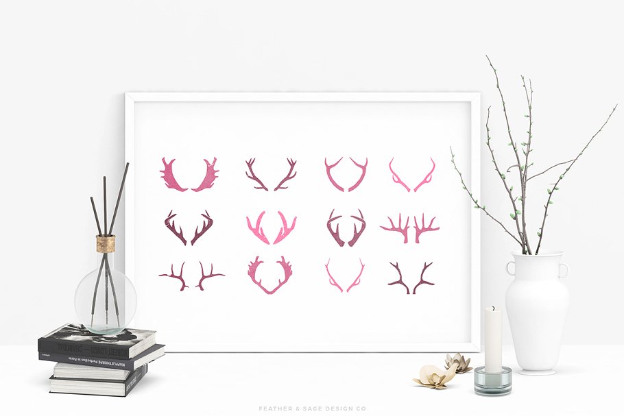 鹿角＆公牛手绘矢量插图 Antlers & a Bull Vector Graphics插图(9)