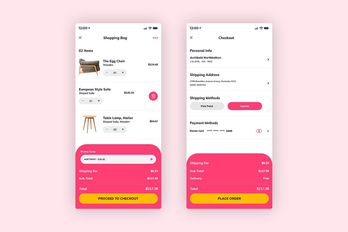 网上家具商城APP应用UI设计模板[日间版本] Furniture App UI Kit Light Version插图(3)