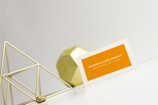 金属三脚架企业名片展示样机 Business Cards Gold Scene插图(3)