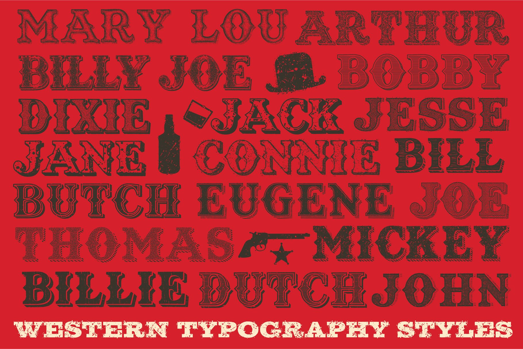 复古西部牛仔电影风格AI图层样式 Western Typography Saloon插图7
