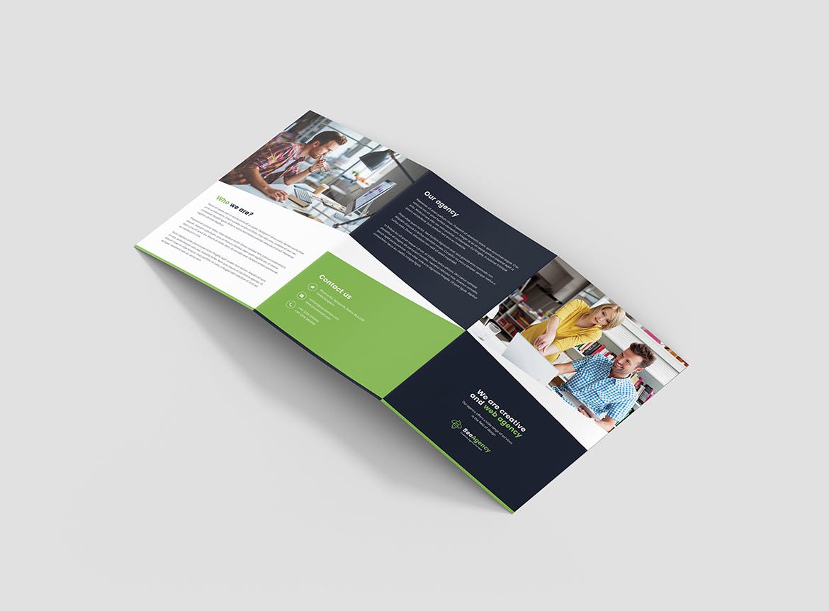 Web网站设计策划公司A5尺寸三折页传单模板 Brochure – Web Agency Tri-Fold A5插图(2)