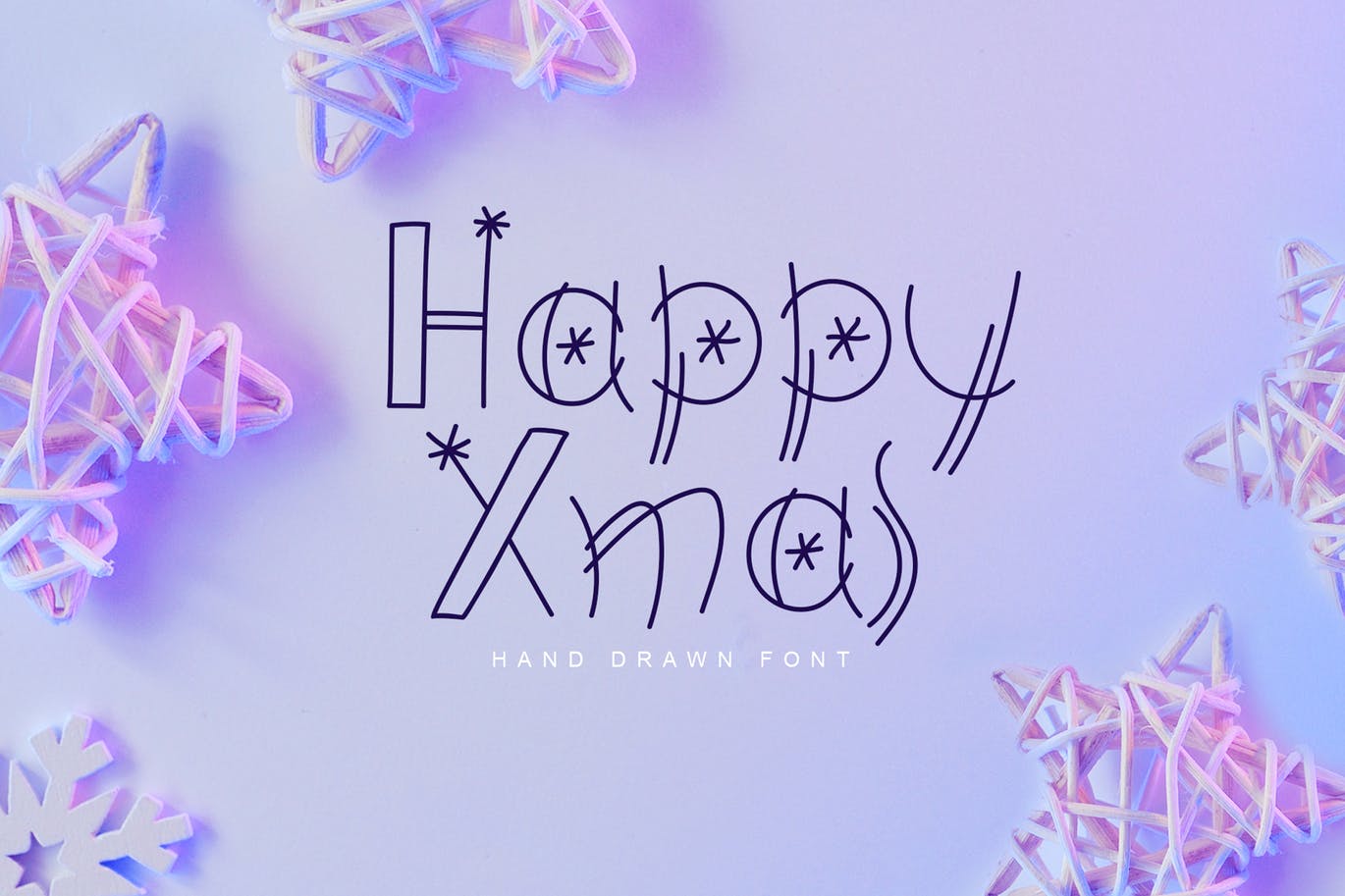 圣诞节字体设计斯堪的纳维亚hygge风格英文涂鸦字体 Happy Xmas Hand Drawn Font插图