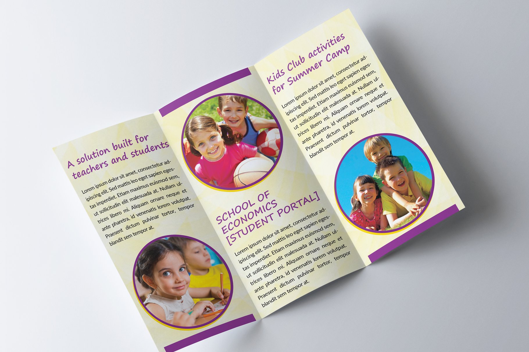 初中学校生活主题折页小册子模板 Junior School Trifold Brochures插图(2)