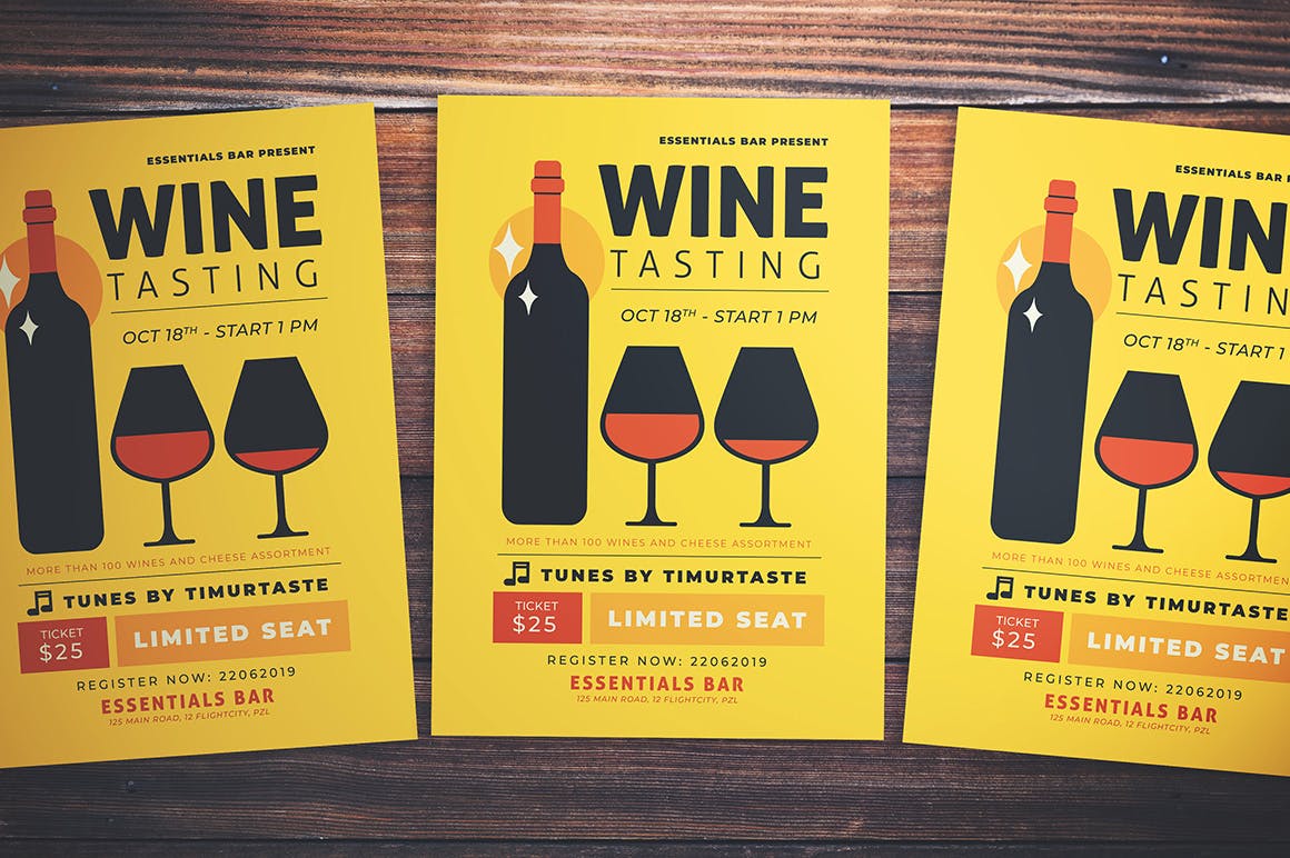 品酒活动海报传单设计模板 Wine Tasting Event Flyer插图(3)