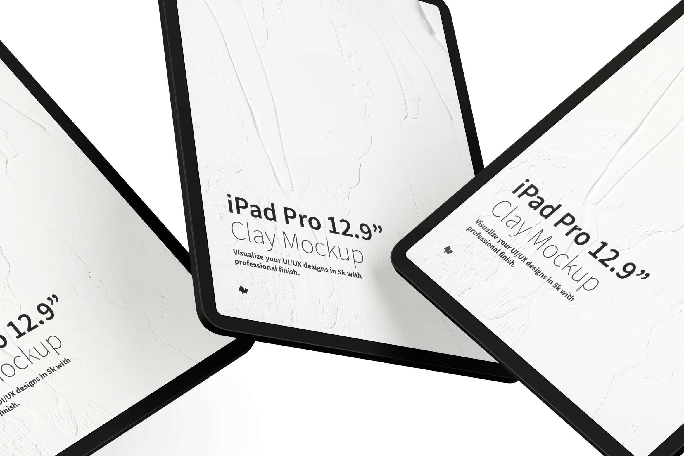 iPad Pro平板电脑屏幕界面设计多角度预览图黏土样机 Clay iPad Pro 12.9” Mockup, Floating插图1 iPad Pro平板电脑屏幕界面设计多角度预览图黏土样机 Clay iPad Pro 12.9” Mockup, Floating插图1