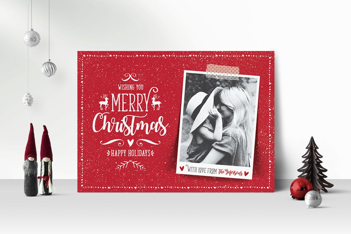 圣诞节照片贺卡设计模板 Christmas Photo Card插图