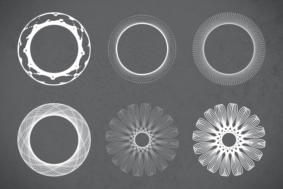 环绕旋转绘图矢量图形 Circular & Spirograph Vector Pack 1插图3