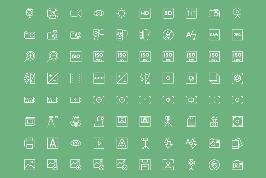 100+摄影摄像影楼设备矢量图标 100+ Photography Vector Icons插图(1)