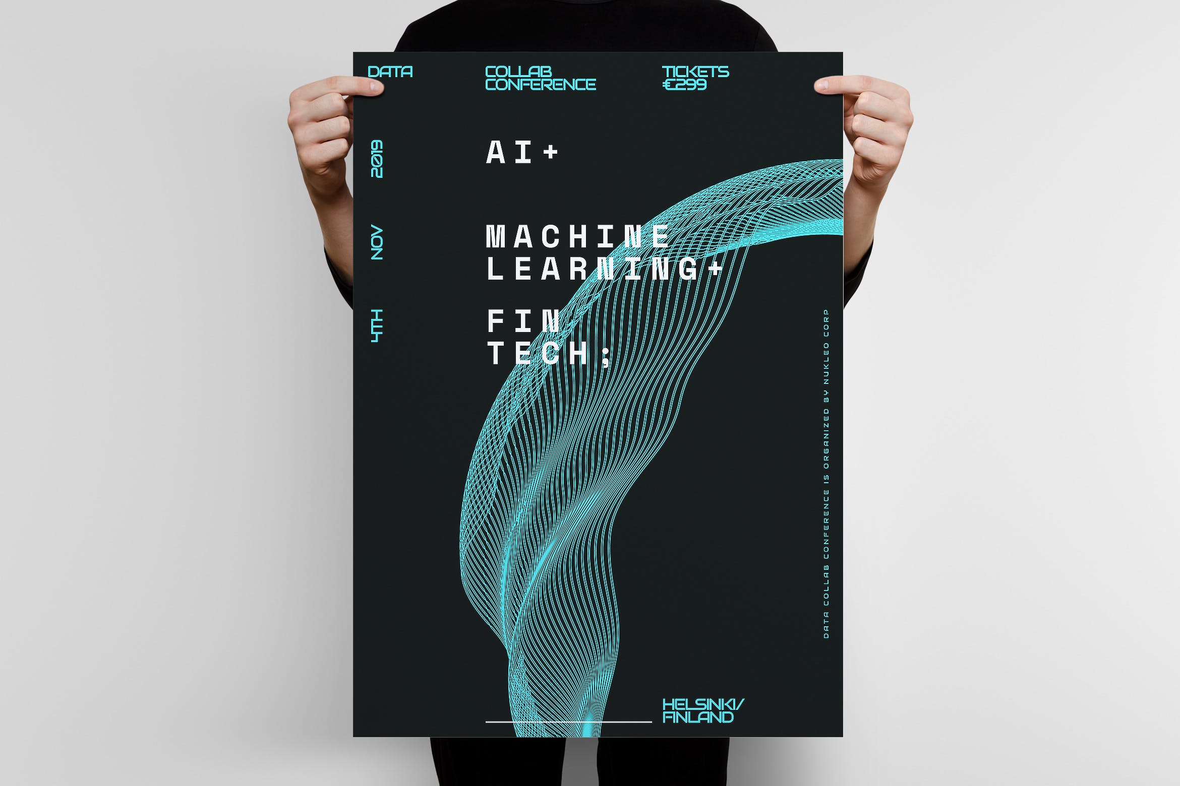 高科技信息技术主题抽象海报设计模板 Data Collab Poster Template插图