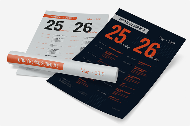 会议日程海报设计模板素材 Conference Schedule Poster Template插图(3)