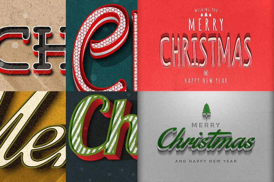 圣诞节主题设计字体图层样式v2 Christmas Text Effects Vol.2插图3