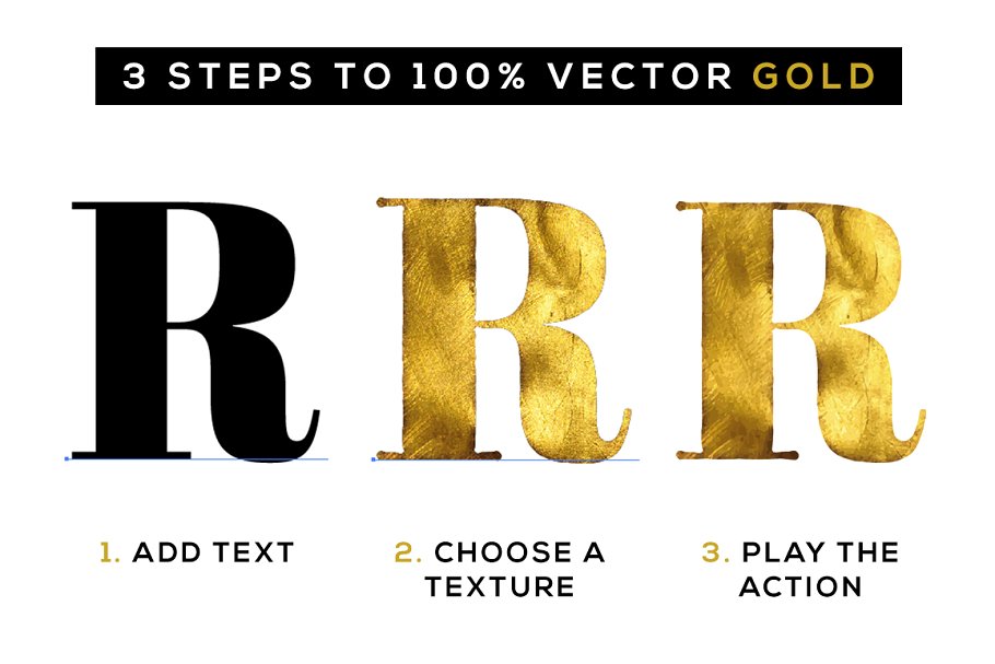 100%矢量闪亮金箔图层样式 Shimmer & Shine: 100% Vector Gold插图1