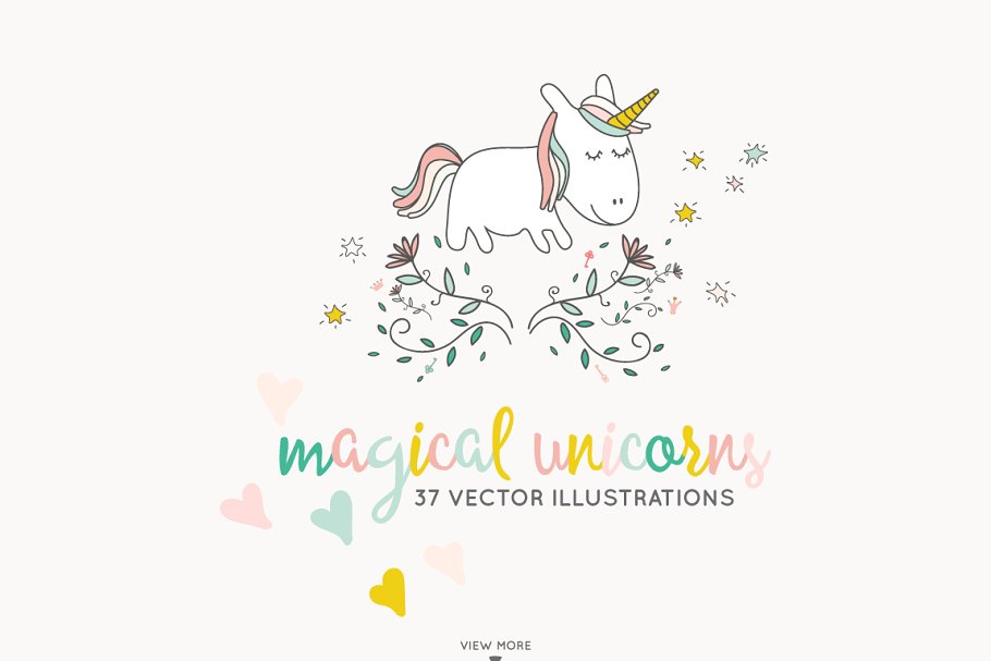 神奇独角兽魔法图案系列素材 Fairytale Unicorn Patterns插图(2)