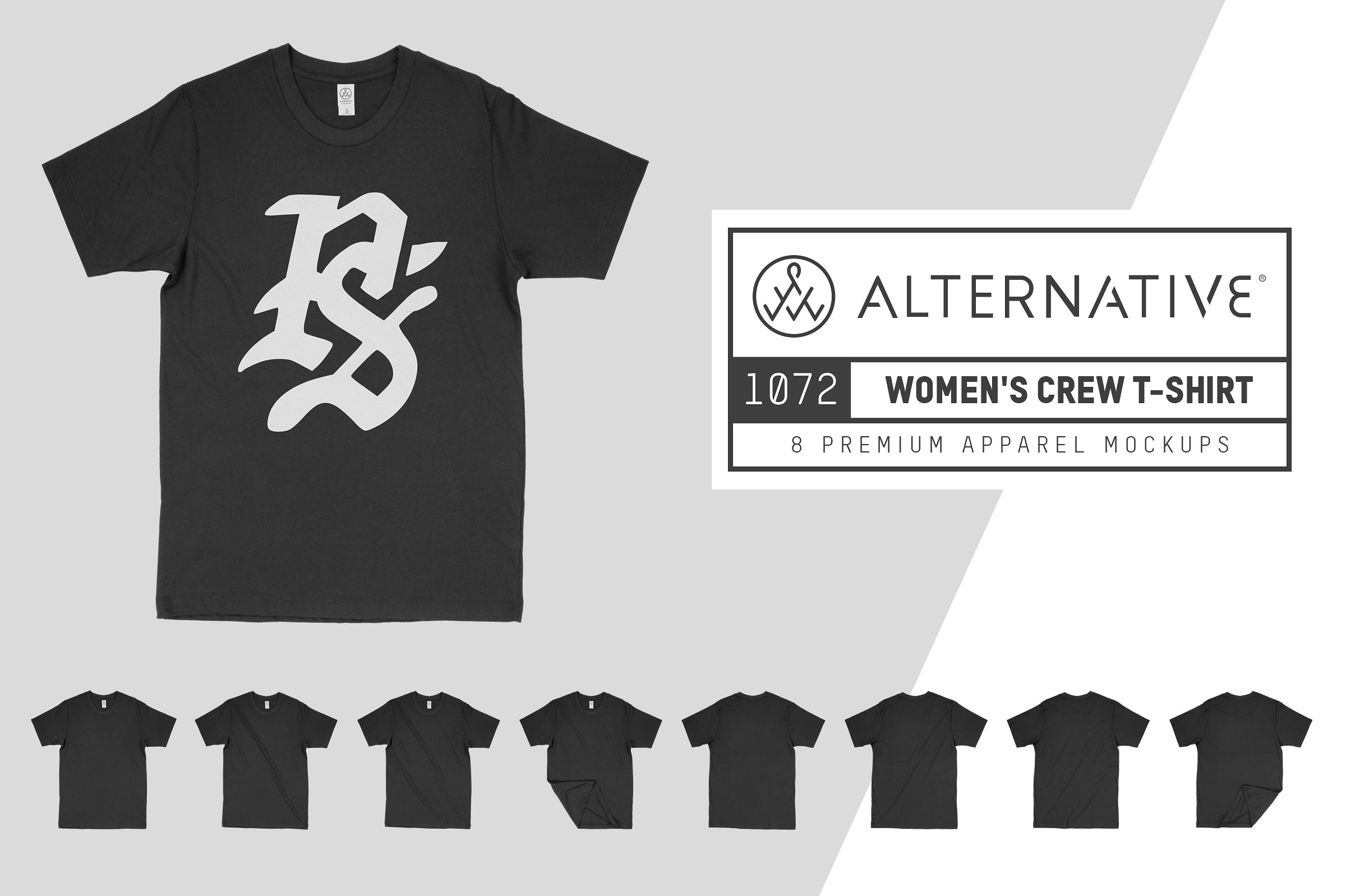 纯棉男士休闲T恤服装样机 Alternative Apparel 1072 Women’s Tee插图