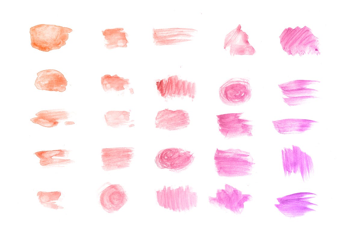 50个手工水彩笔刷笔触图形PS笔刷#1 Watercolor Brush Set #1插图(2)