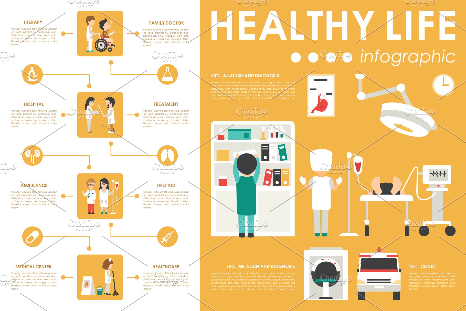 12款医药主题扁平化设计风格信息图表素材 12 Medical Flat Infographics插图(9)