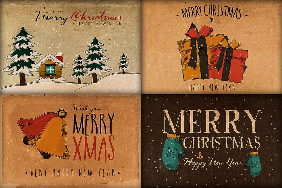 圣诞节主题背景&卡片贺卡模板v2 Christmas Background & Cards Vol.2插图(1)