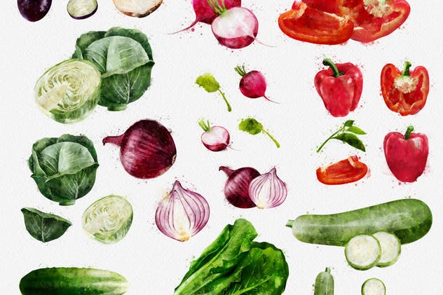 水彩水果&蔬菜插画合集 Watercolor Fruits And Vegetables插图7
