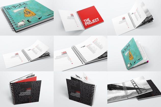 活页装订图书/目录样机 Spiral Bound Book / Catalogue Bundle Mockups插图(3)