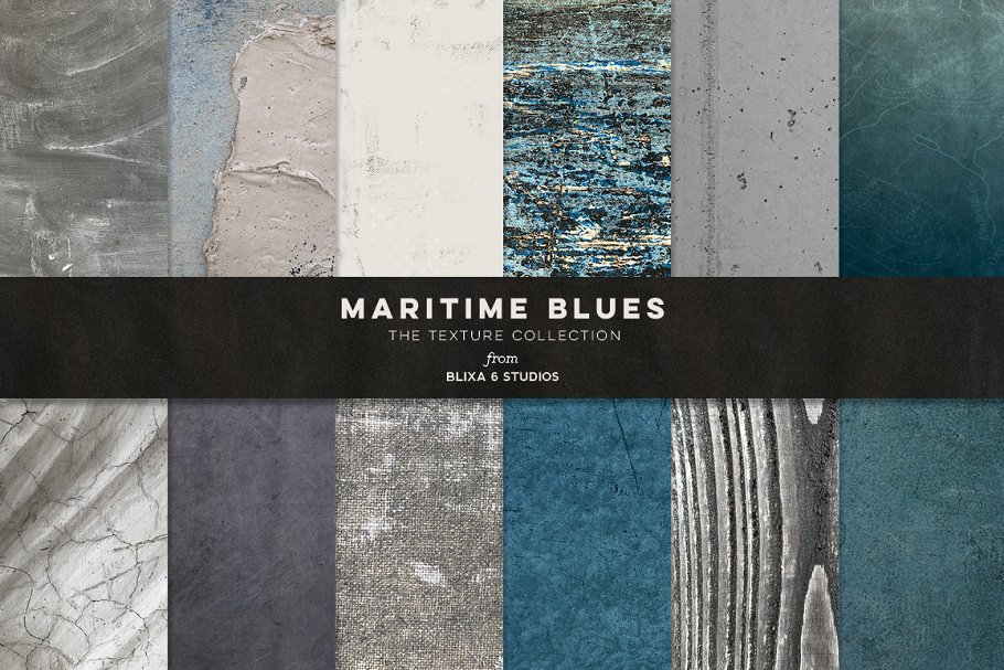 大理石混凝土石材风化纹理 Maritime Blues Texture Collection插图