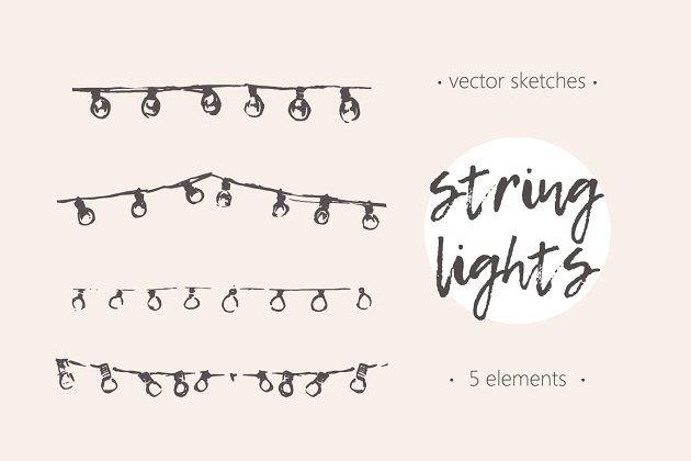 矢量素描灯串 String lights插图