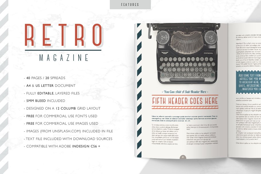 复古设计风格杂志模板 RETRO | Magazine插图(1)
