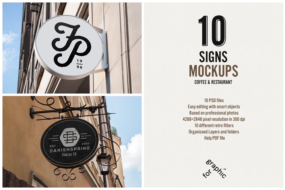 10款西餐厅&咖啡厅标志样机 10 Signs Mockup Restaurant & Coffee插图4