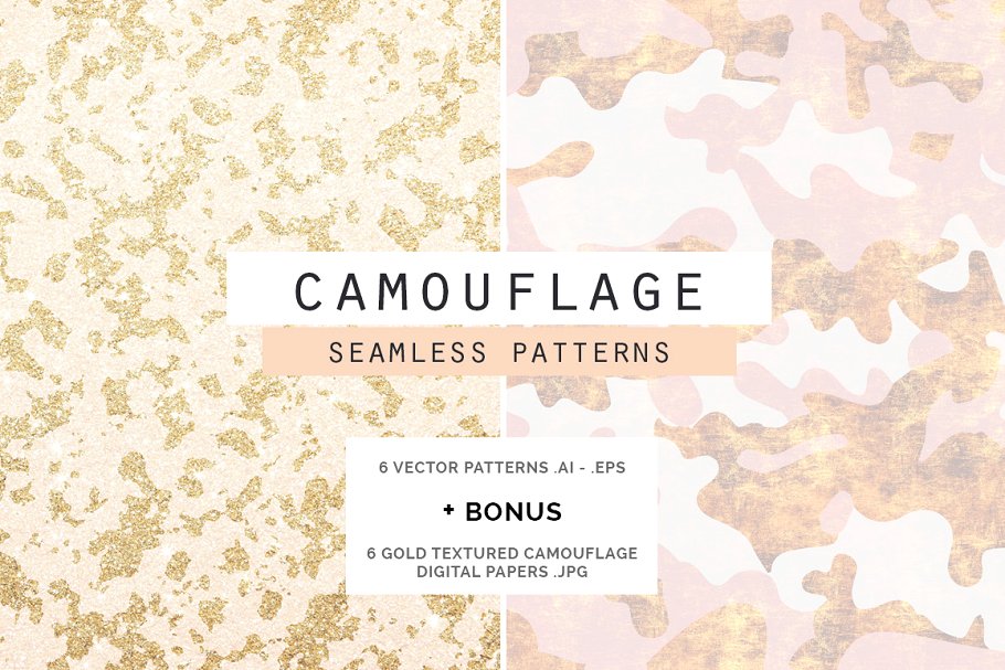 迷彩图案风格背景纹理 Camouflage Patterns + Backgrounds插图