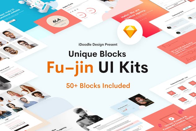 创意多用途网站用户界面套件UI套件[Sketch] Fu–jin Creative UI Kits Sketch Template插图1