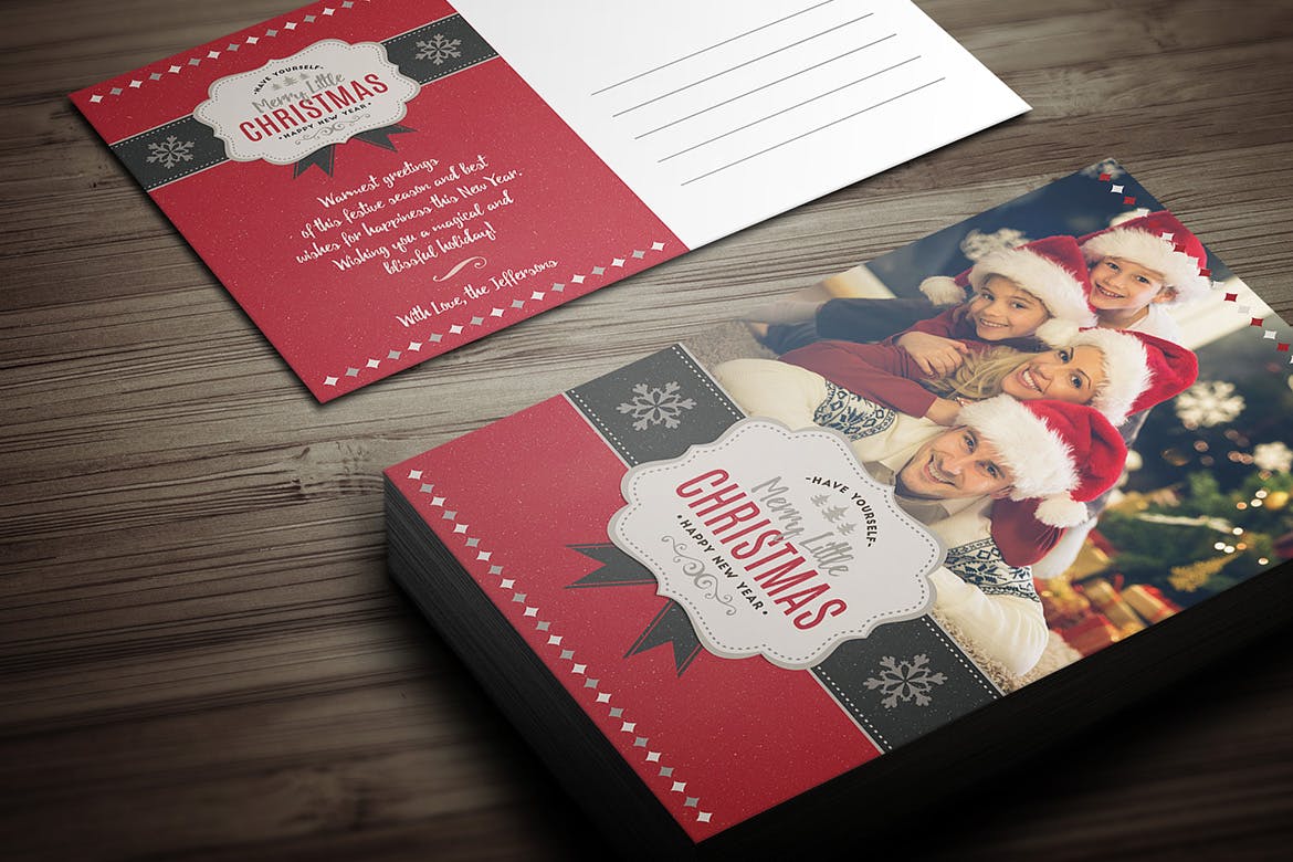 温馨圣诞节主题照片贺卡设计模板 Christmas Greeting Photo Card插图6